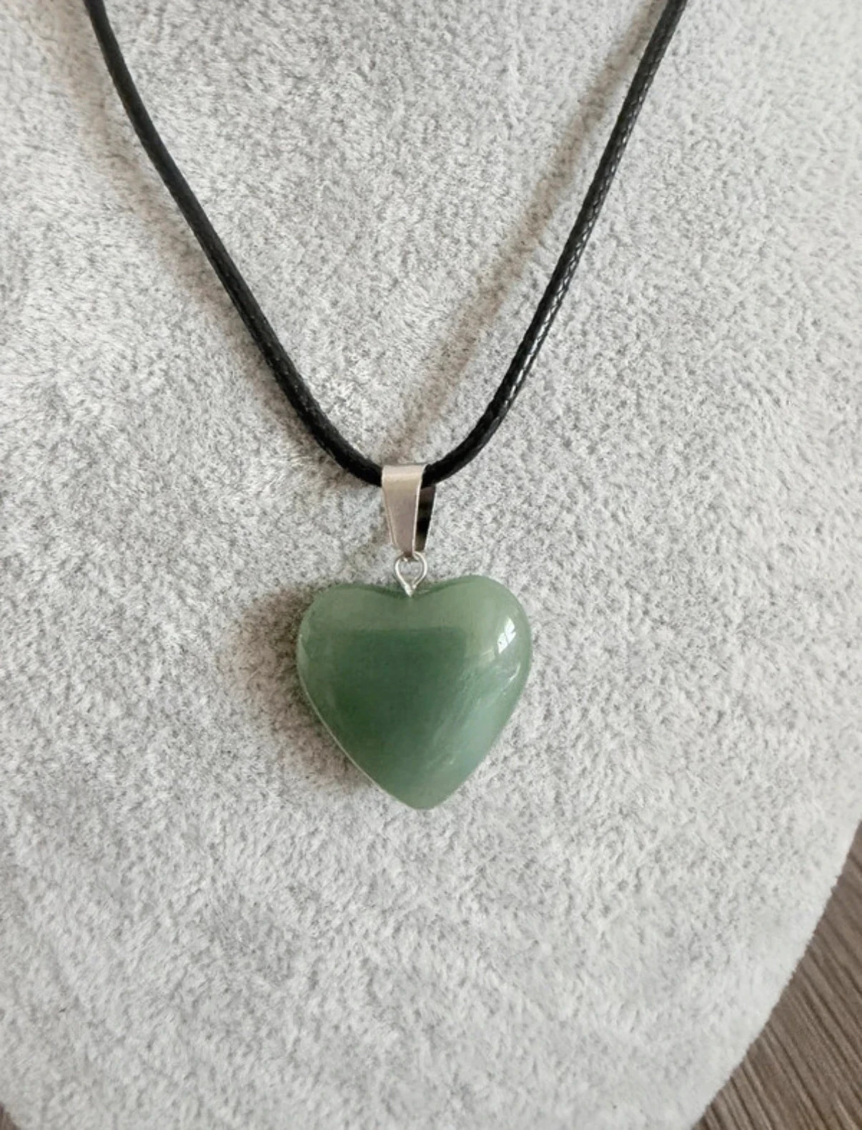 Collier Pendentif Cœur- Donkergroen & Zwarte Koord – photo 3
